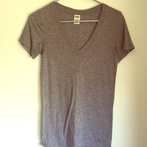 gray V-neck